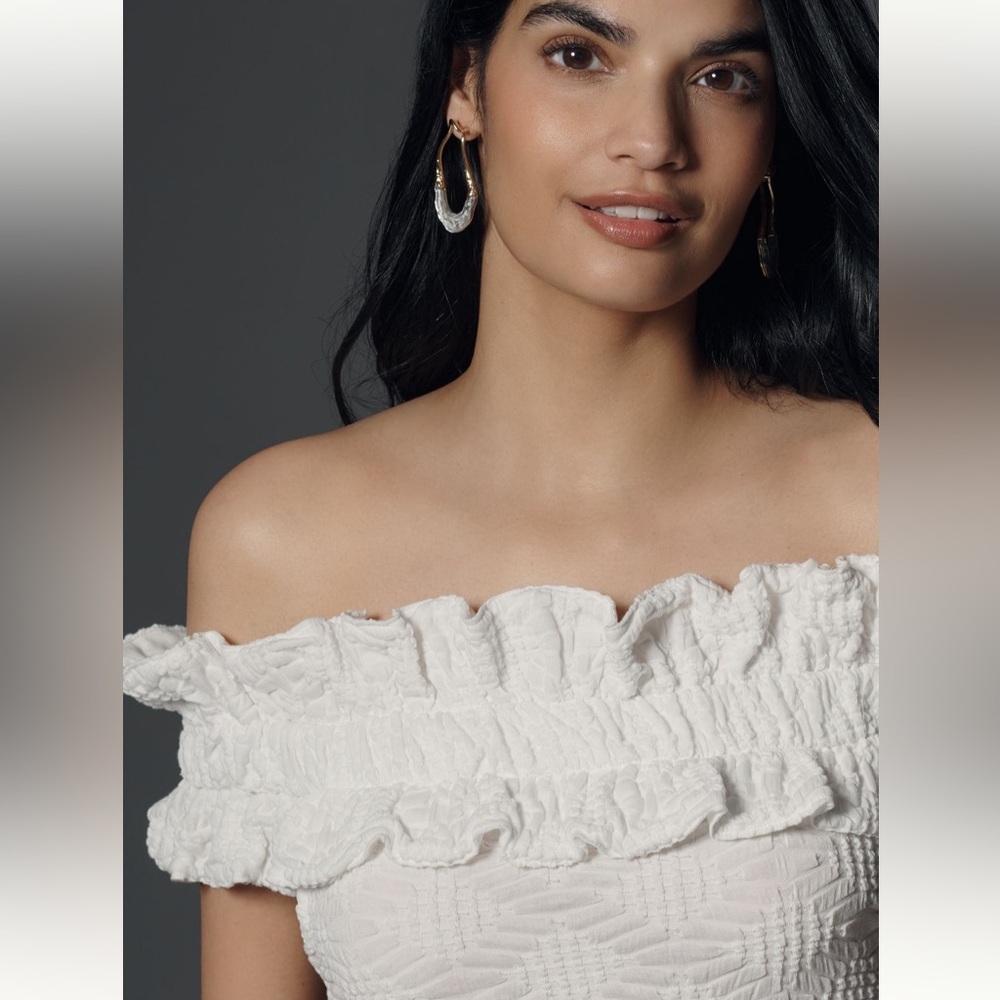 Maeve Off-Shoulder Ruffle Top in White